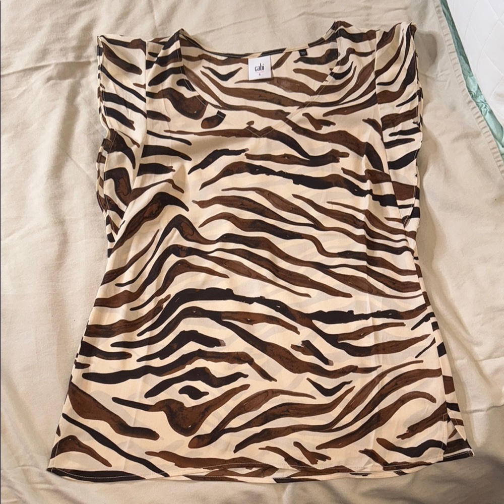 Cabi Women's Zebra Print Top - Brown and Black